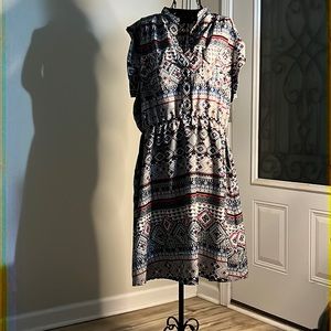 Speed Control Aztec Button Down Dress